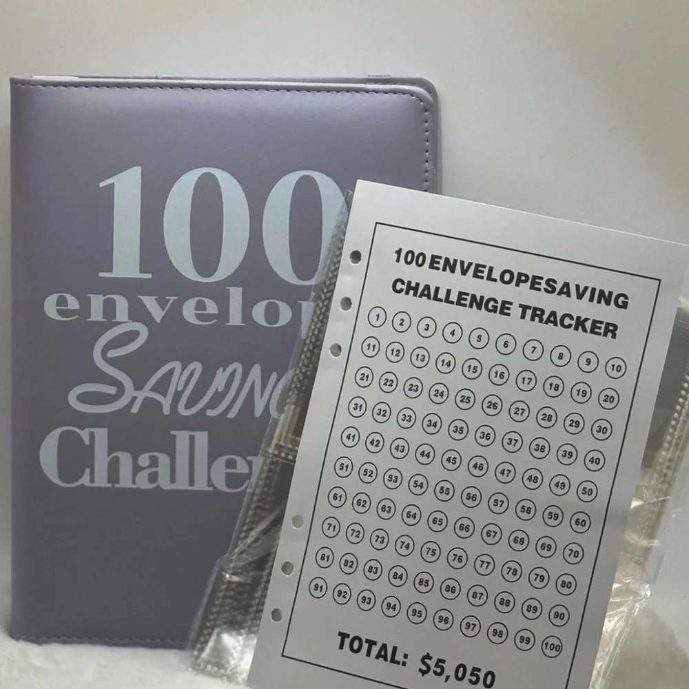 100 Envelope Savings Challenge Binder - Purple Budget Planner plus inserts